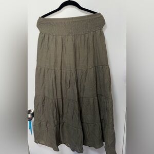 Olive Green Tiered Maxi Skirt